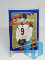2021 Donruss Football Joe Burrow Blue Press Proof No Helmet Variation Card #211
